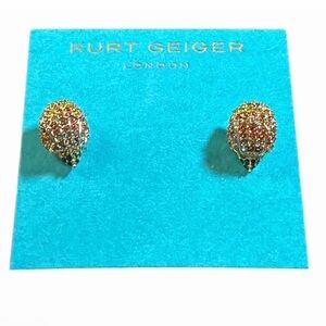 Kurt Geiger Gold-tone Pink Crystal Teardrop Stud Earrings
